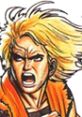 Ryo Sakazaki from Art of Fighting, showcasing fierce determination with flowing hair and an intense expression.