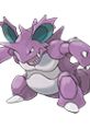 Nidoking from Pokémon Puzzle League, showcasing its fierce stance and vibrant purple color, ready for battle.