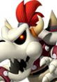 Close-up of Dry Bowser from Mario Kart Wii, showcasing his fierce expression and iconic bone design. Perfect for gaming fans!