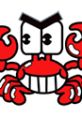 Cheerful red crab character with expressive eyes and large claws, inspired by retro gaming aesthetics similar to Mario Bros.