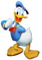 Cheerful Donald Duck posing in his signature blue outfit with a red bow tie, ready to entertain fans of all ages.