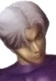 Lee Chaolan from Tekken with gray hair, showing a determined expression in a purple outfit, ready for battle.