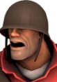 Portrait of the Soldier from Team Fortress 2, showcasing his determined expression and iconic helmet.