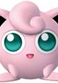 Jigglypuff from Super Smash Bros. Brawl with large expressive eyes, featuring its iconic pink color and playful expression.