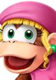 Dixie Kong from Donkey Kong Country 3, sporting a pink hat and cheerful expression, ready for adventure in the jungle.