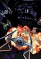 Intense space battle scene featuring Star Wars TIE Fighter engaging in combat amid explosions and chaos.