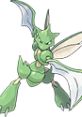 Scyther from Pokémon Puzzle League, showcasing its iconic green design and swift, agile pose in pixel art style.