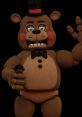 Toy Freddy from Five Nights at Freddy's waves cheerfully while holding a microphone, showcasing his iconic design and features.