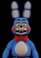 Toy Bonnie from Five Nights at Freddy's, featuring vibrant blue fur, a red bow tie, and expressive green eyes.