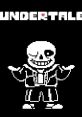 Sans from Undertale, the skeleton character, poses playfully against a black background with the game's title above.