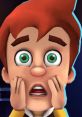 Fearful animated character with orange hair and green eyes, reacting to a surprising situation, evoking strong emotions.