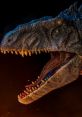 Detailed close-up of a fierce JWD Giganotosaurus head showcasing sharp teeth and vibrant colors against a dramatic backdrop.