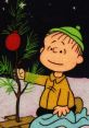 Linus Van Pelt decorating a Christmas tree, showcasing holiday spirit from the Peanuts series (1963-68).