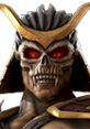 Shao Kahn from Mortal Kombat II, featuring his fierce skull face and iconic armor with golden accents.