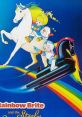 Rainbow Brite rides a colorful unicorn with friends, featuring vibrant visuals from the 1985 'Star Stealer' trailer.