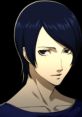 Yusuke from Persona 5, showcasing his signature blue hair and intense expression, iconic in the English dub.