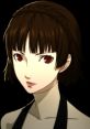 Makoto Nijima from Persona 5, showcasing her striking red eyes and confident expression in English dub style.