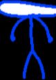 Blue stick figure character with a white surfboard-like object, embodying playful creativity from Raxdflipnote AI.