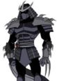 Utrom Shredder depicted in dark, intimidating armor, showcasing a fierce pose with sharp claws and menacing details.