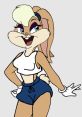 Lola Bunny poses confidently in sports attire, showcasing her rivalry with Karina in a vibrant, playful style.