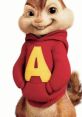 Cheerful Alvin Seville in a red hoodie with an 'A' logo, showcasing his iconic look from the beloved animated series.