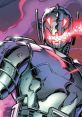 Ultron, the Avengers' robotic villain, showcasing menacing red eyes and advanced technology in a dynamic pose.