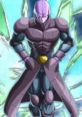 Hit from Dragon Ball Super stands confidently, showcasing his unique purple attire and strong physique in a dynamic background.