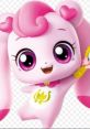 Cute pink character with big eyes and playful expression, associated with Heartsping computer voice for kids' fun learning.