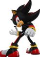 Dynamic portrayal of Shadow, the ultimate life form from Sonic x Shadow generations, showcasing his iconic stance and style.