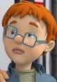 Norman with orange hair and glasses, looking curious, featured in seasons 12-16 of the animated series "Norman.