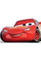 Lightning McQueen, the red race car with big blue eyes, smiles confidently, showcasing his iconic racing personality.