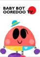 Cheerful Baby Bot character promoting Ooredoo TV V10 with colorful design and playful accessories, ideal for kids' entertainment.