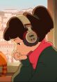 Young girl with headphones lost in thought, perfect illustration for Royalty Free Lo-Fi music vibes and creativity.