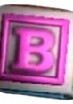 Pink 'B' letter emblem associated with Babality in Mortal Kombat 3, representing iconic gameplay features.