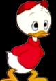 Huey Duck in a red sweater and cap, a beloved Disney character voiced by Russi Taylor, showcasing lively charm.