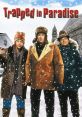 Three characters in winter attire stand together in a snowy scene from "Trapped in Paradise" (1994), showcasing holiday humor.