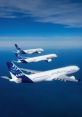 Three Airbus aircraft in flight showcase the A330 and A350 models against a clear blue sky, highlighting aviation excellence.