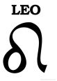 Stylized text of 'Leo' with its zodiac symbol, representing the astrological sign's vibrant energy and personality.