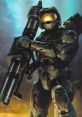 Master Chief in advanced armor, holding a powerful weapon, ready for battle in the Halo universe.