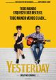 Yesterday" movie poster featuring Jack and a woman, exploring a world where only he remembers The Beatles. Breve nos cinemas.