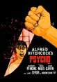 Alfred Hitchcock's Psycho poster featuring a dramatic knife and terrified character, evoking classic horror imagery.