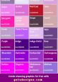 Color palette featuring various shades of purple, including violet, fuchsia, and indigo with hex codes for design inspiration.