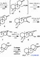 Chemical synthesis pathway for (+/-)-steviol involving ozonolysis, olefination, and redox adjustments with reagents.