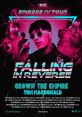 Falling in Reverse Episode IV Tour poster featuring Crown the Empire and Tom MacDonald with vibrant neon graphics.