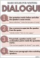 Basic rules for writing dialogue: punctuation, formatting, and speaker transitions for clear conversation.