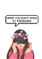 Girl in a cap with hearts, playfully saying "Haha, you don't know my password," expressing mystery and charm.