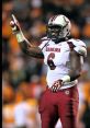 South Carolina football player celebrates a big play, embodying SEC football spirit and pride in victory.