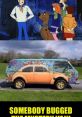 Classic Scooby-Doo gang with colorful mystery van, featuring humorous text about the van being bugged. Ruh Roh!