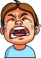 Child crying and screaming with tears, expressing strong emotions of frustration and sadness in a cartoon style.