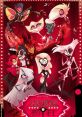 Colorful cast of characters from Hazbin Hotel, featuring unique designs in a theatrical setting with a red background.